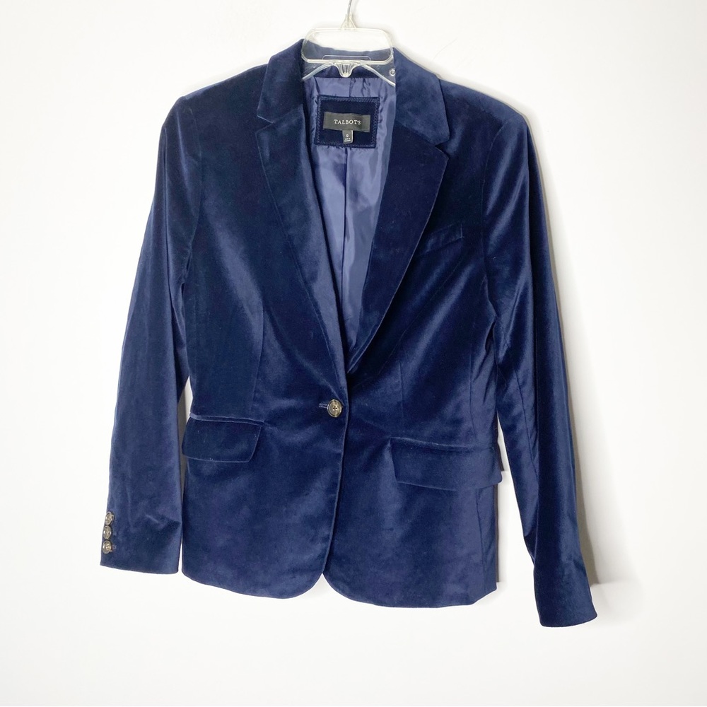 Talbots Blue Velvet One Button Blazer Size 12